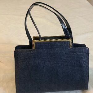 Vntg Hand Bag QUIET MONEY,Luxury! 1940’s's-60's era?Navy/Gold Accents.Mob-Wife,